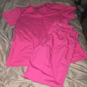 Hot pink scrubs set